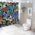 thumbnail image 7 of Colorful Graffiti Shower Curtain Music Sports Game Cartoon Text Graffiti Style Abstract Art Home Decoration Fabric Shower Curtain , various specifications (including hooks), 7 of 7
