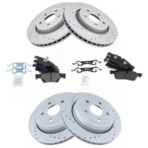TRQ Front & Rear Posi Ceramic Brake Pad & Performance Rotor Kit for