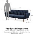 thumbnail image 2 of Novogratz Brittany Futon, Convertible Sofa & Couch, Blue Linen My Lux Decor Round, 2 of 4
