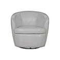 thumbnail image 6 of Pemberly Row Traditional All Italian Leather Gray Swivel Club Chair, 6 of 8