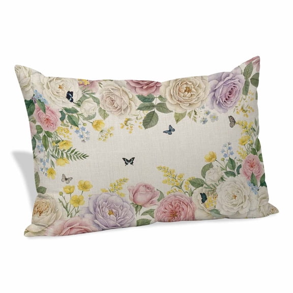 Pink White Flowers Pillow Covers 24"x36", Spring Floral Elegant Pastoral Botanical Rustic Soft Brushed Microfiber Breathable Throw Pillow Covers, Pillowcase with Zipper for Couch Sofa Bedroom
