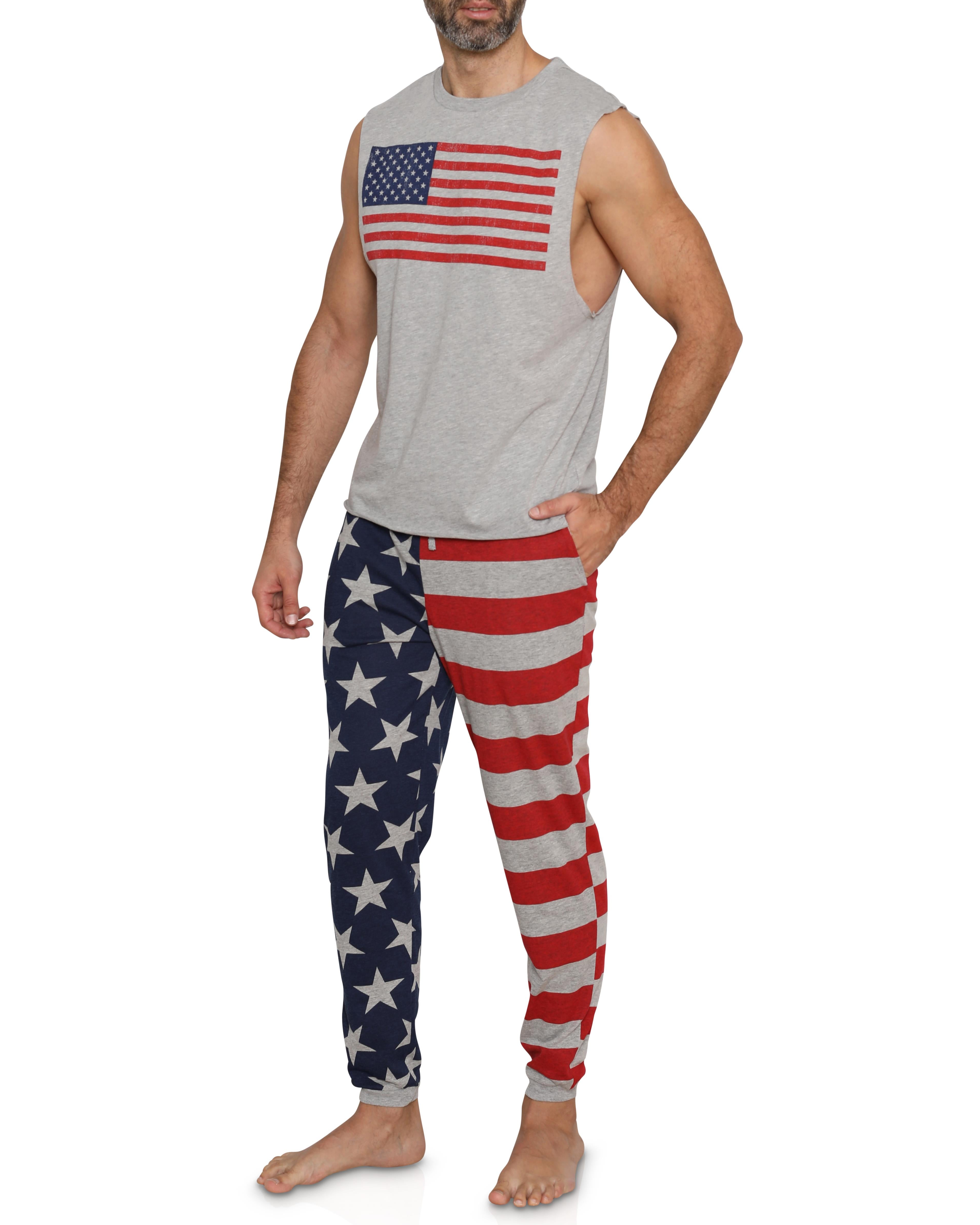 Prestigez Mens Pajama USA Flag Pants or 