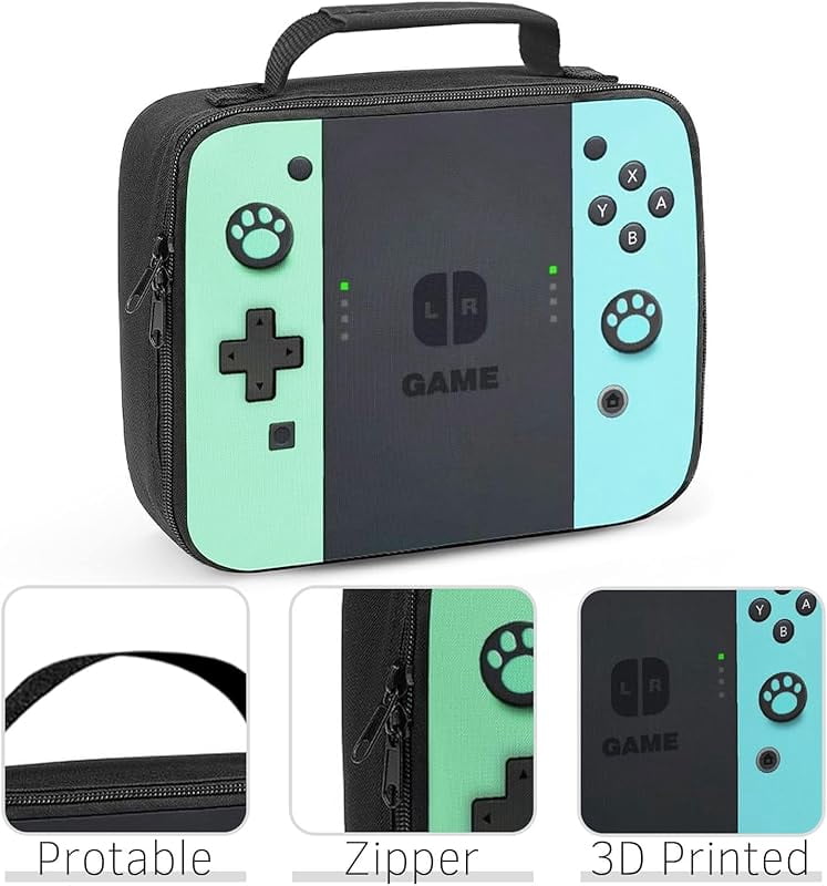 Game Lunch Bag for Gamer, Insulated Video Game Lunch Box for Work Office Travel Picnic Hiking Beach, Waterproof Leakproof Portable Fits Most Bento Boxes