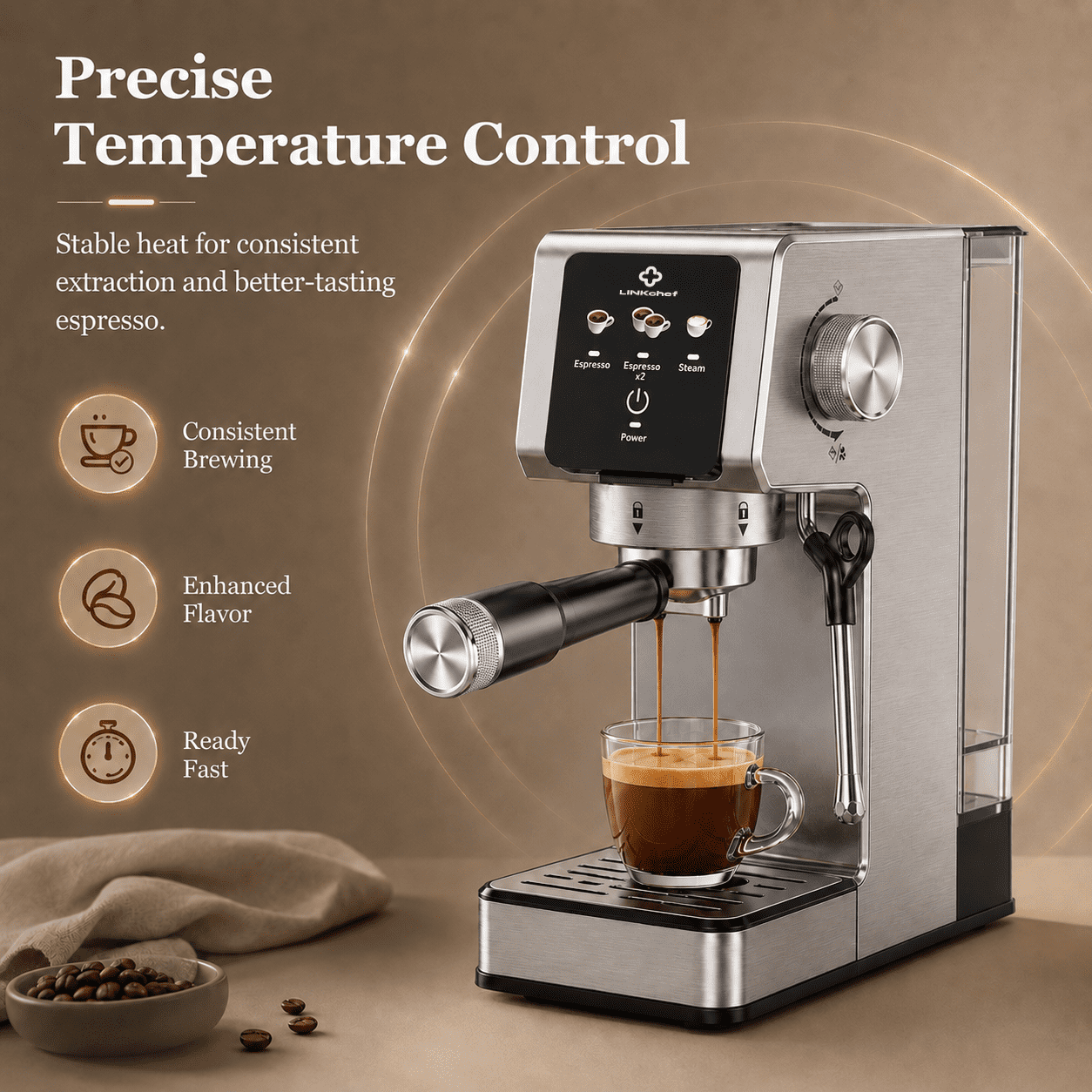 LINKChef Espresso Machine 20 Bar, Professional Espresso Maker with