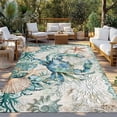 thumbnail image 3 of Fsddascl Teal Coastal Crab Outdoor Rug for Patio/Deck/Porch, Non-Slip Large Area Rug 4 x 6 Ft, Vintage Summer Beach Nautical Coral Indoor Outdoor Rugs Washable Area Rugs, Camping Rug Carpet, 3 of 5
