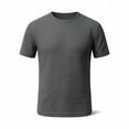 thumbnail image 2 of Dolkfu Short Sleeve Dress&nbsp;Shirts&nbsp;for Men Crew Neck Gray Pull-On Minimalist Tops Solid Athletic Modern T-Shirts Gray,Xxxl, 2 of 5