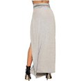 thumbnail image 2 of Womens Long Double Split High Waist Ladies Plain Jersey Stretch Two Side Slit Maxi Skirt, 2 of 5