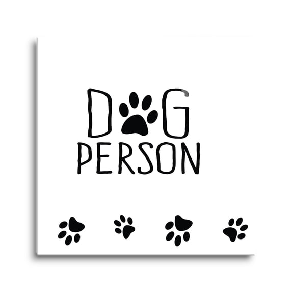Dog Person Black Dog Pawprints 12 x 12 Glass Wall Hanging Sign