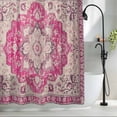 thumbnail image 2 of Vintage Ethnic Style Fabric Shower Curtain Medieval Pink Retro Flower Turkish Texture Washable Shower Curtains for Bathroom, Waterproof Bath Curtain with Hooks Home Decor 36x72in, 2 of 8
