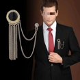 thumbnail image 2 of BRILLAR Elegante broche con flecos dorados para el cuello de la camisa del traje de los hombres - Joyería de moda de lujo, 2 of 5