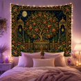 thumbnail image 2 of Armchair Bookshelf Cat with Ornate Pomegranate Tree, Cozy Dark Academia for Book Lovers, Aesthetic Wall Decor, Mother'S Day Gift, Tapestry Wall Hanging for Dorm and Living Room, 2 of 7