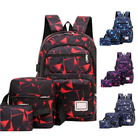 WAYUTE Backpack for Kids Waterproof Floral 3 Pcs Backpack Set for Everyday Use with Polyester Construction and Modern Design Bookbag Casual Outdoor Travel
