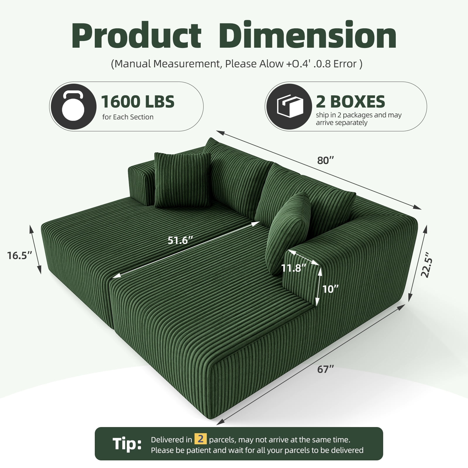 80.3" Oversized Double Lounge Chaise, Boneless Lounge Sofa Bed with 4 Pillows Cloud Loveseat Sleeper Couch for Indoor Living Room