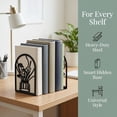 thumbnail image 5 of REGALWOVEN Decorative Floral Metal Bookends, Flower Design Book Ends for Shelves, Non-Skid Book Stopper for Home & Office, 2Pcs Black Style A 4.7"L x 3.5"W x 7"H, 5 of 6
