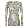 thumbnail image 6 of ASDFVBKG Womens Easter Tops Fashion Crew Neck Basic Long Sleeve Rib Fitted Pullover Ribbed Bunny Floral Printed Comfortable Outfits Clothing Blue M, 6 of 6