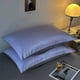 thumbnail image 4 of Funda de almohada de seda fría con aislamiento de fibra | Paquete de 2 fundas protectoras transpirables para almohadas de hotel | Poliéster absorbente para niños y adultos | Ropa de cama refrescante, 4 of 7