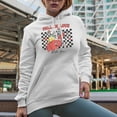 thumbnail image 2 of Fall in Love with You, Skeleton Couple, Retro Checkerboard, Valentine's Day Gift, White Hooded Sweatshirt or Hoodie, Small, 2 of 5