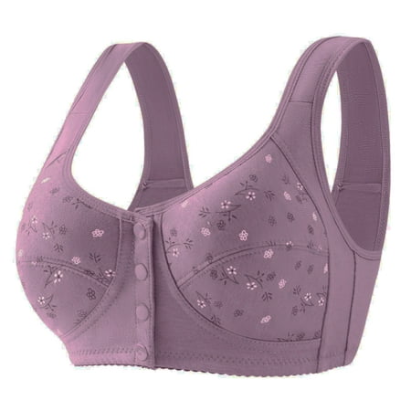 Ovticza Bras for Women No Underwire Wireless Bralettes for Women with Support Adjustable Front Closure Seamless Bra Light Purple 50