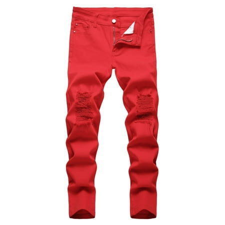 RUTAYY Boys Sweat Pants Jeans Summer Trousers Elastic Waist Jeans Trousers With Pocket Baggy Vintage Trousers Outdoor Streetwear Holiday Vacation Beach Watermelon Red 3-4 Years