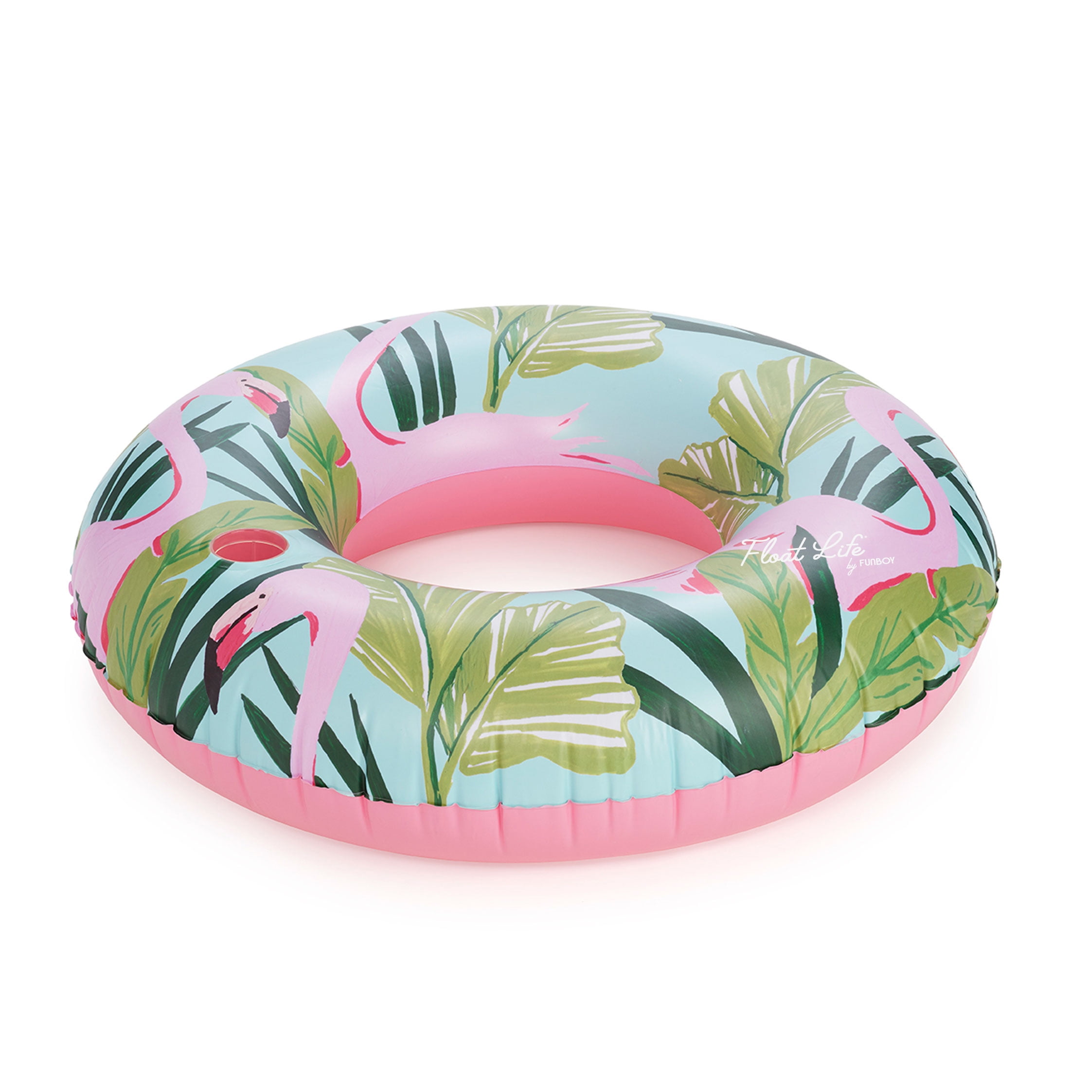 Float Life by Funboy Tropical Flamingo Pool Float, Cup-Holder, 43'' Oversized, Adults & Children