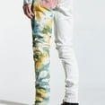 thumbnail image 3 of En Noir Men's Cash Green Tie Dye Rip & Repair Distressed Skinny Fit Denim Jeans (29, Cash Green Tie Dye/Off White), 3 of 7