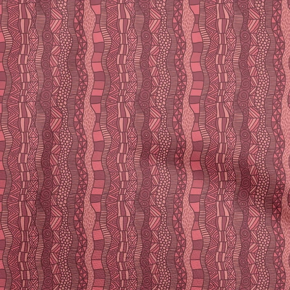oneOone Polyester Spandex Dark Peach Fabric African Wavy Stripes Quilting Supplies Print Sewing Fabric By The Yard 56 Inch Wide