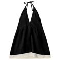 thumbnail image 5 of ZHOGXU Summer Dresses For Women Sleeveless Halter Neck Color Block Backless Comfortable Loose Fit Dress For Casual Daily Wear,Black,Xxl, 5 of 5