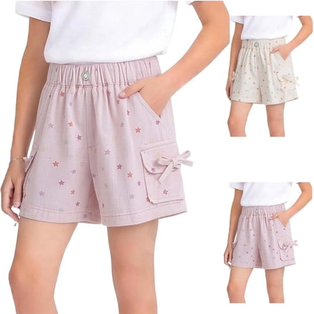 Afuyipoi Girls Summer Casual Shorts (For 1-9) Thin And Breathable Soft And Elastic Waist Solid Color Versatile For Boys Beige 2 Years
