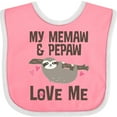 thumbnail image 3 of Inktastic My Memaw and Pepaw Love Me Sloth Girls Baby Bib, 3 of 4