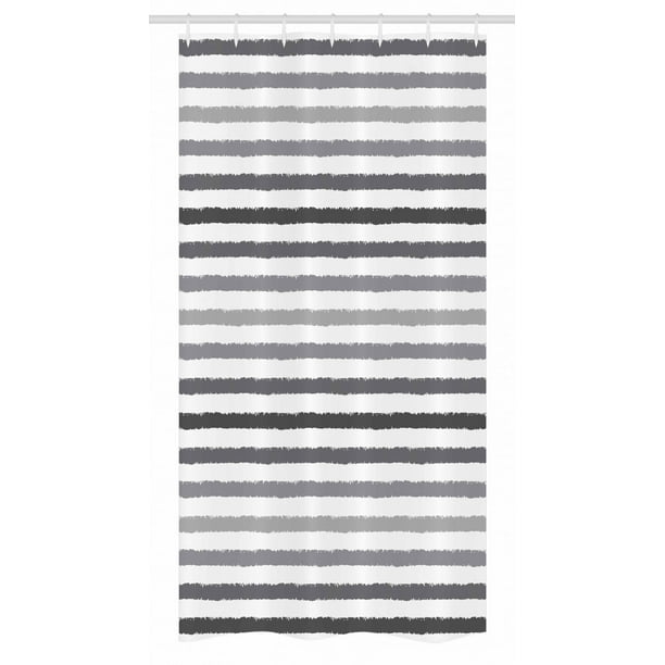 Striped Stall Shower Curtain, Gray and White Stripes Monochrome Tone