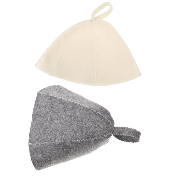 2 gorros de sauna gruesos de fieltro simple para baño de vapor, protección para la cabeza, gorro de baño