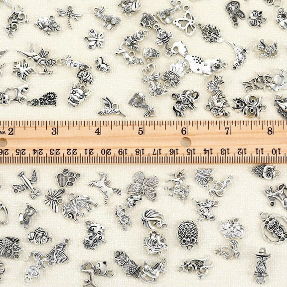 U8MO 10 Animal Charms Antiqued Silver Assorted Pendants Mixed Zoo Jewelry Supplies
