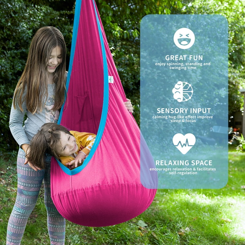 OUTREE Cotton Kids Pod Swing Seat Blue Pink and Blue