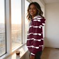 thumbnail image 4 of Striped Corduroy Quarter Zip Hoodie for Women Long Sleeve Drawstring Hood Kangaroo Pocket Loose Fit Pullover Sweatshirt Casual Streetwear Fall Winter, 4 of 5