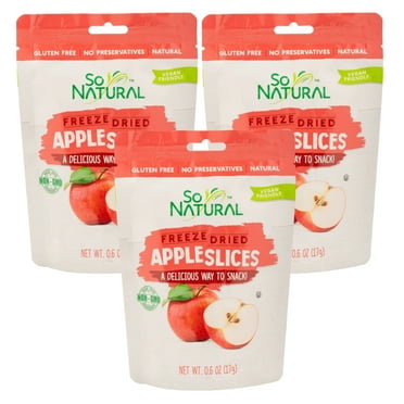 So Natural Freeze Dried Apple Slices, Non-GMO Gluten Free and Vegan-Friendly Fruit Snacks with Light Crunchy On The Go Snacking Kids Adults Lunchbox Lunch Travel Pantry Stock 0.6oz Pack of 3