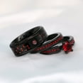 thumbnail image 3 of Matching Rings Couple Rings 1CT Red Cz Wedding Ring Sets Black Gold Female Ring, 3 of 7