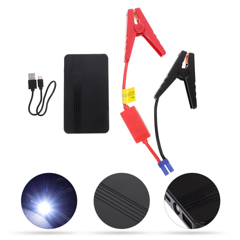 LEEYNEER Car Battery Charger Portable Jump Starter Black 1 Set 5.5X3.1In For Drivers Car Emergency