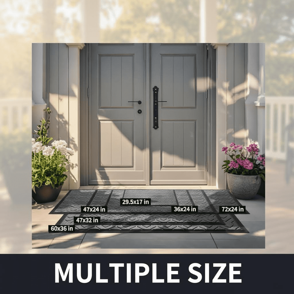Heavy Duty Waterproof Non-Slip Rubber Doormat for Outdoor Entrance, Garage, Patio or Indoor Use, 29.5x17 Inches, Grey
