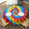 thumbnail image 3 of Colorful Tie Dye Mandala Pattern Round Tablecloth 60"x60",Wrinkle Wipeable Table Cloth for Kitchen Dining Room Picnic Patio Party, 3 of 6