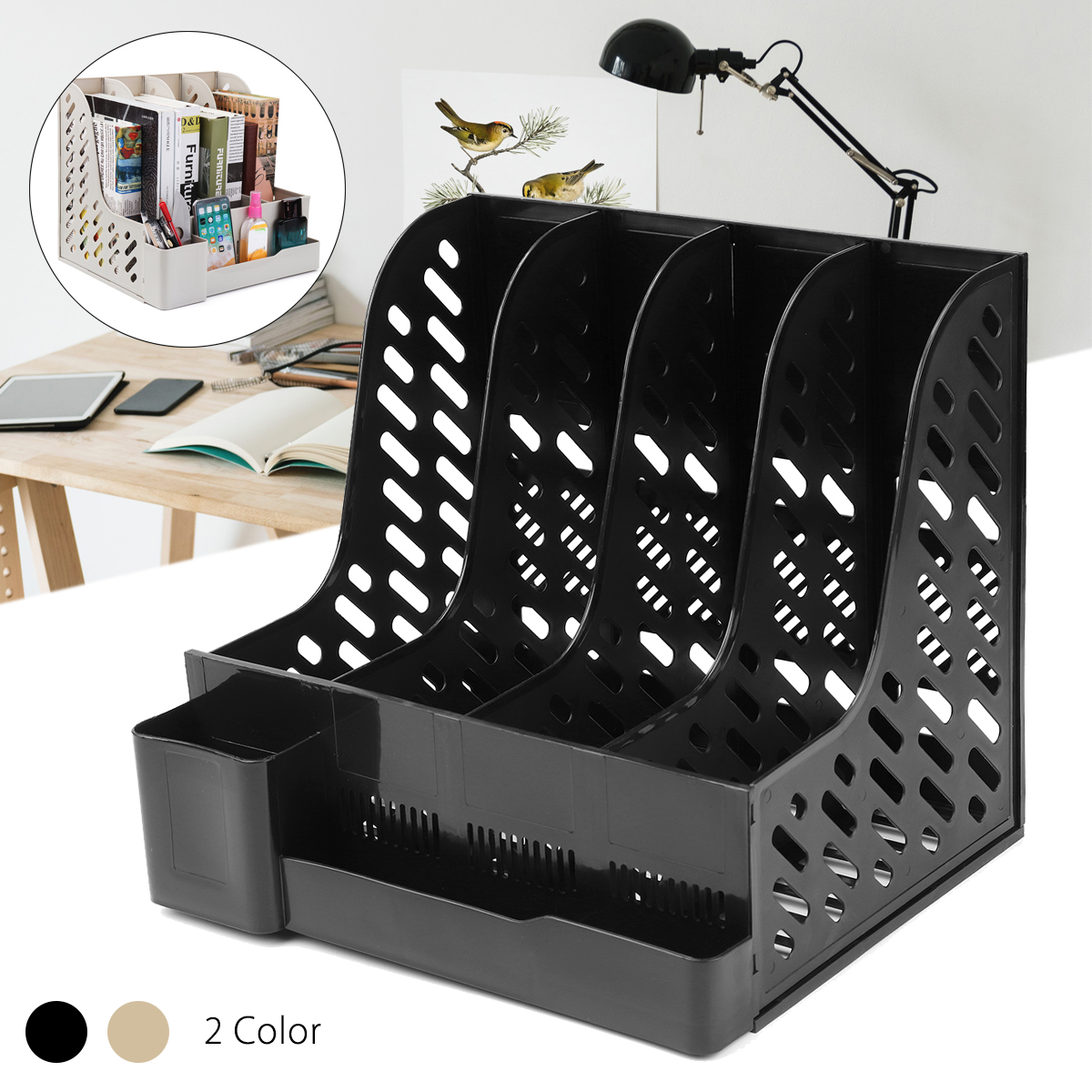 4 Tier Desk Office Document Trays File Storage Holder Organizer Shelf