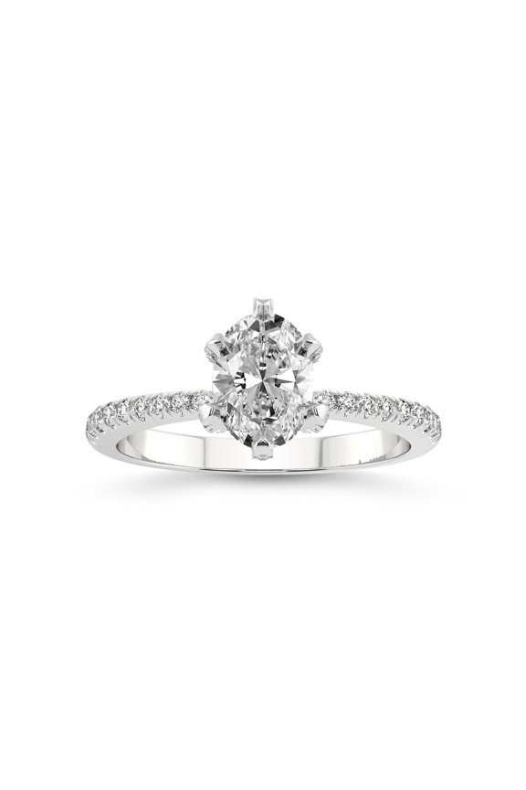 2 Carat IGI Certified Oval Shape Lab Grown Diamond Engagement Ring | 14K White Gold |Mereia Secret Halo Lab Diamond Ring | FG-VS1-VS2 Quality Friendly Diamonds
