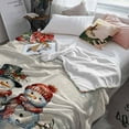 thumbnail image 3 of Winter Snowman Throw Flannel Blanket 32x48In Christmas Gift Leaves Flower Snow Ball Vintage Linen Super Soft Cozy Bed Blanket, Lightweight Plush Fuzzy Bed Throw for Bedroom Sofa Couch Living Room, 3 of 4