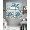 thumbnail image 5 of Teal Turtle Coastal Swag Valance and Tier Curtains 36'' Length Set, Summer Beach Nautical Starfish Light Filtering Kitchen Curtains, Tier Curtain Valances for Bathroom/Living Room/Bedroom/Café, 5 of 6