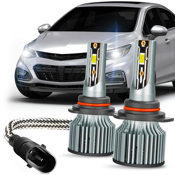 For Chevy Cruze 2016-2019 - 2PC 6000K White 9012 LED Headlight Bulbs High Low Beam(with projector Type Headlamp )