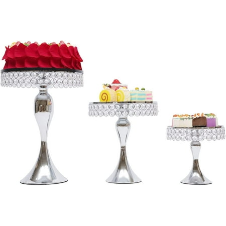 

MONIPA Mirror-top Cake Stand Cupcake Display Fruits Dessert Serving Tray Crystal Metal Display Pedestal for Wedding Events Birthday Party (Silver)