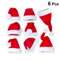 thumbnail image 2 of 6 piezas de felpa suave gorro de Papá Noel espesar sombreros de Navidad sombreros de Santa para adultos tocados decoraciones favores de fiesta para Navidad, 2 of 5