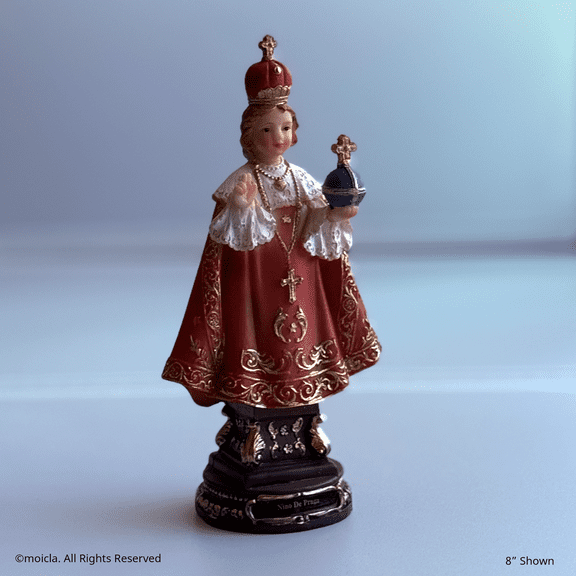 Infant Jesus of Prague Resin Statue - 8" Catholic Figurine | Niño de Praga, Figura Catolica - Estatua de Resina