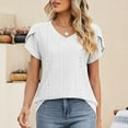 thumbnail image 6 of WIZUTIZ Corset Tops for Women Sales Trendy Fluffy Athletic Tee Solid Linen V-Neck T-shirt Elegant Short Sleeve Cotton Blend Tshirts Pure Colour Tunics Shirts Breathable Ladies Blouse Whit, 6 of 6
