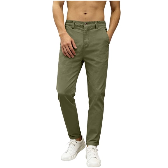 CHEEREAM Mens Chino Pants Straight Leg Elastic Waist Stretch Trousers with Pockets Business Slim Fit Casual Work Daily Wear