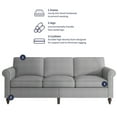 thumbnail image 4 of ZAFLY 3 Piece Living Room Sofa Set, 3 Seat Sofa + Loveseat + Armchair, Couches Sets with Solid Wood Frame for Living Room - Dark Gray, 4 of 6